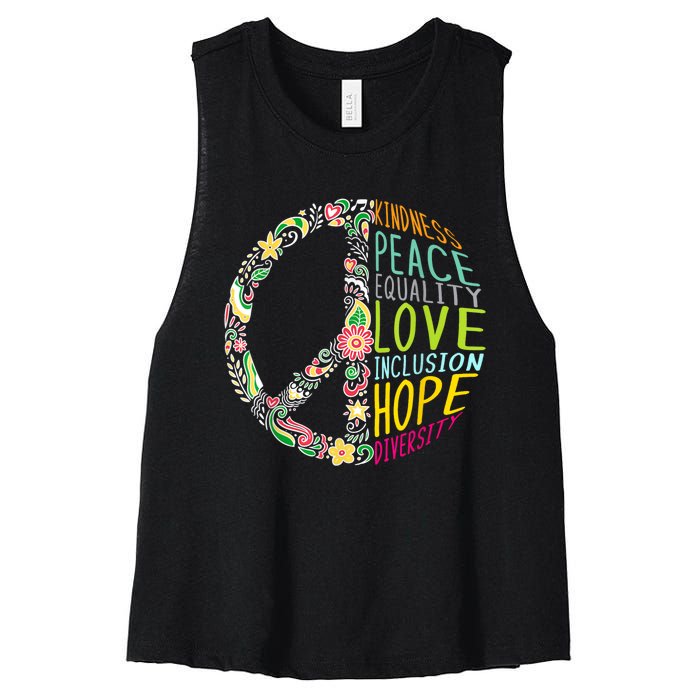 Peace Love Diversity Inclusion Equality Human Rights Women's Racerback Cropped Tank