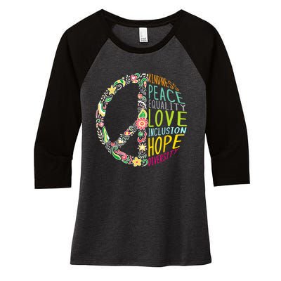 Peace Love Diversity Inclusion Equality Human Rights Women's Tri-Blend 3/4-Sleeve Raglan Shirt