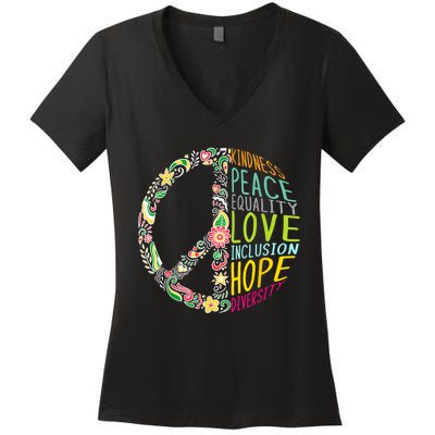 Peace Love Diversity Inclusion Equality Human Rights Women's V-Neck T-Shirt