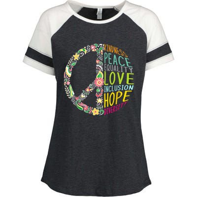 Peace Love Diversity Inclusion Equality Human Rights Enza Ladies Jersey Colorblock Tee