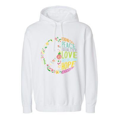 Peace Love Diversity Inclusion Equality Human Rights Garment-Dyed Fleece Hoodie