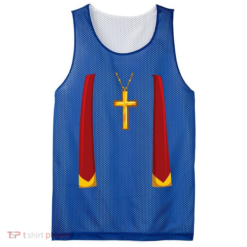 Priest Lazy DIY Halloween Costume Minister Pastor Preacher Mesh Reversible Basketball Jersey Tank