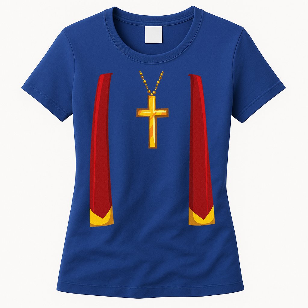 Priest Lazy DIY Halloween Costume Minister Pastor Preacher Womens T-Shirt