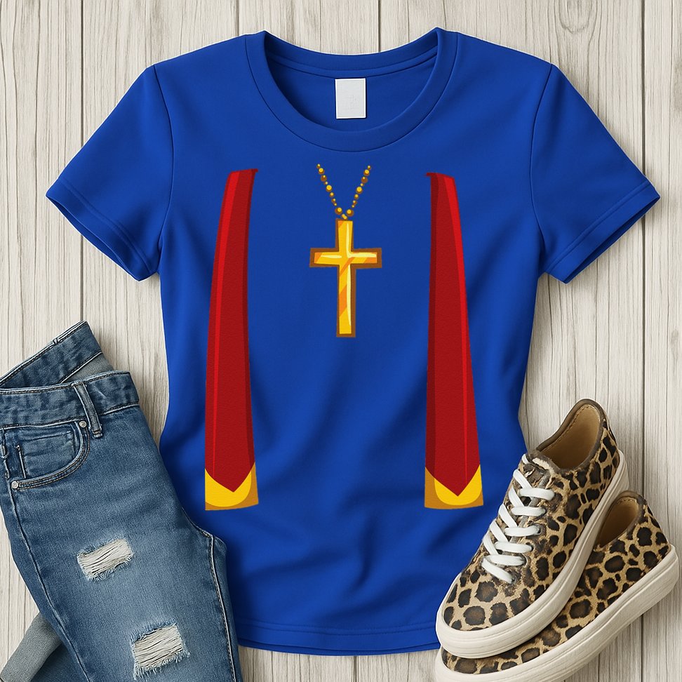 Priest Lazy DIY Halloween Costume Minister Pastor Preacher Womens T-Shirt