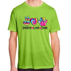 Peace Love Dogs Tie Dye Dog Paw Dog Mom Mother's Day Adult ChromaSoft Performance T-Shirt