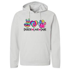 Peace Love Dogs Tie Dye Dog Paw Dog Mom Mother's Day Performance Fleece Hoodie