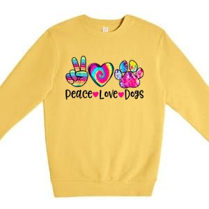 Peace Love Dogs Tie Dye Dog Paw Dog Mom Mother's Day Premium Crewneck Sweatshirt