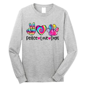 Peace Love Dogs Tie Dye Dog Paw Dog Mom Mother's Day Long Sleeve Shirt