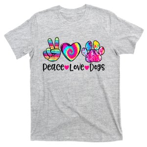 Peace Love Dogs Tie Dye Dog Paw Dog Mom Mother's Day T-Shirt