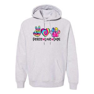 Peace Love Dogs Tie Dye Dog Paw Dog Mom Mother's Day Premium Hoodie