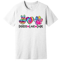 Peace Love Dogs Tie Dye Dog Paw Dog Mom Mother's Day Premium T-Shirt