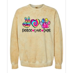 Peace Love Dogs Tie Dye Dog Paw Dog Mom Mother's Day Colorblast Crewneck Sweatshirt