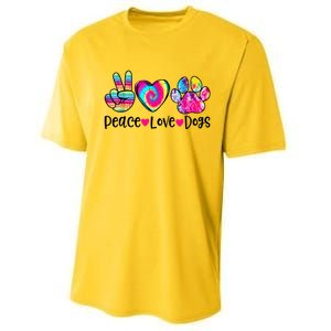 Peace Love Dogs Tie Dye Dog Paw Dog Mom Mother's Day Performance Sprint T-Shirt