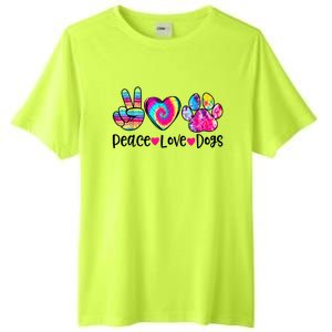 Peace Love Dogs Tie Dye Dog Paw Dog Mom Mother's Day Tall Fusion ChromaSoft Performance T-Shirt