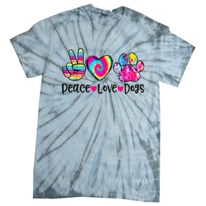 Peace Love Dogs Tie Dye Dog Paw Dog Mom Mother's Day Tie-Dye T-Shirt