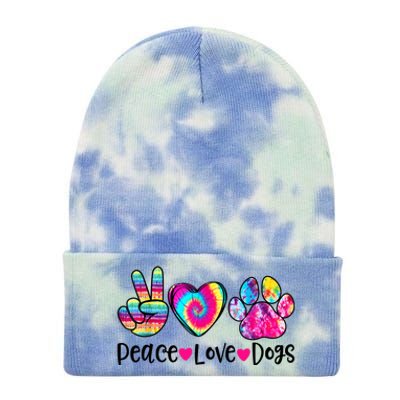 Peace Love Dogs Tie Dye Dog Paw Dog Mom Mother's Day Tie Dye 12in Knit Beanie