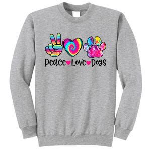 Peace Love Dogs Tie Dye Dog Paw Dog Mom Mother's Day Sweatshirt