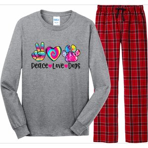 Peace Love Dogs Tie Dye Dog Paw Dog Mom Mother's Day Long Sleeve Pajama Set