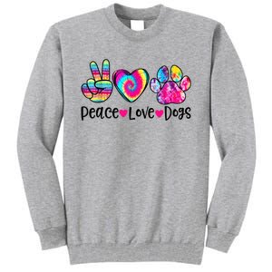 Peace Love Dogs Tie Dye Dog Paw Dog Mom Mother's Day Tall Sweatshirt