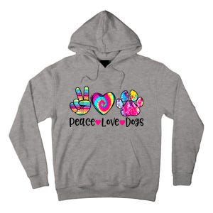 Peace Love Dogs Tie Dye Dog Paw Dog Mom Mother's Day Tall Hoodie