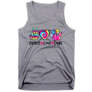 Peace Love Dogs Tie Dye Dog Paw Dog Mom Mother's Day Tank Top