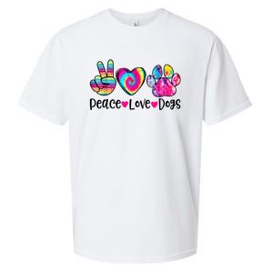 Peace Love Dogs Tie Dye Dog Paw Dog Mom Mother's Day Sueded Cloud Jersey T-Shirt