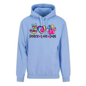 Peace Love Dogs Tie Dye Dog Paw Dog Mom Mother's Day Unisex Surf Hoodie