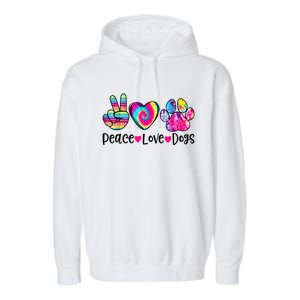 Peace Love Dogs Tie Dye Dog Paw Dog Mom Mother's Day Garment-Dyed Fleece Hoodie