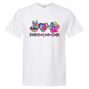 Peace Love Dogs Tie Dye Dog Paw Dog Mom Mother's Day Garment-Dyed Heavyweight T-Shirt