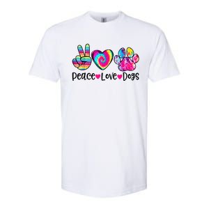 Peace Love Dogs Tie Dye Dog Paw Dog Mom Mother's Day Softstyle CVC T-Shirt