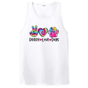 Peace Love Dogs Tie Dye Dog Paw Dog Mom Mother's Day PosiCharge Competitor Tank