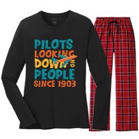 Pilots Looking Down On People Since 1903 Funny Women's Long Sleeve Flannel Pajama Set 