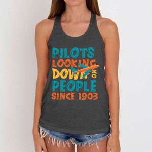 Pilots Looking Down On People Since 1903 Funny Women's Knotted Racerback Tank