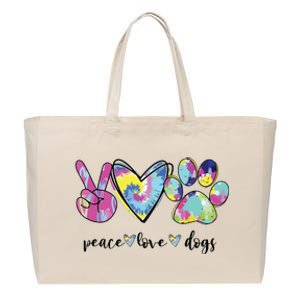 Peace Love Dogs Lover Puppy Paw Dog Cotton Canvas Jumbo Tote