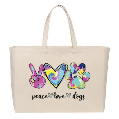 Peace Love Dogs Lover Puppy Paw Dog Cotton Canvas Jumbo Tote