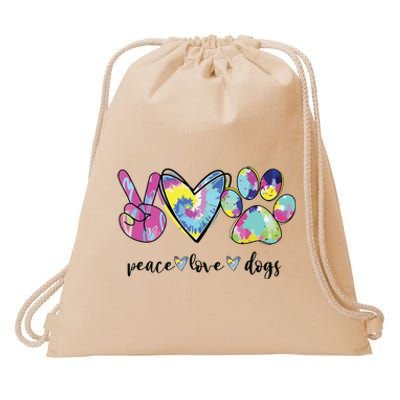 Peace Love Dogs Lover Puppy Paw Dog Drawstring Bag