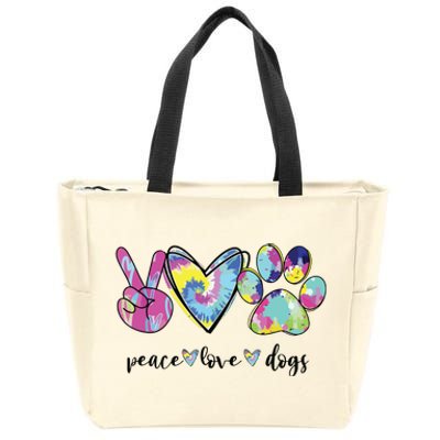 Peace Love Dogs Lover Puppy Paw Dog Zip Tote Bag