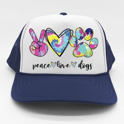 Peace Love Dogs Lover Puppy Paw Dog Trucker Hat