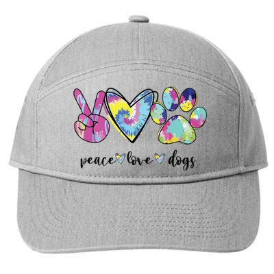 Peace Love Dogs Lover Puppy Paw Dog 7-Panel Snapback Hat