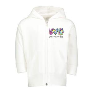 Peace Love Dogs Lover Puppy Paw Dog Toddler Zip Fleece Hoodie