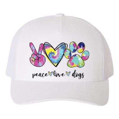 Peace Love Dogs Lover Puppy Paw Dog Yupoong Adult 5-Panel Trucker Hat