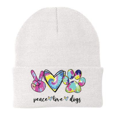 Peace Love Dogs Lover Puppy Paw Dog Knit Cap Winter Beanie