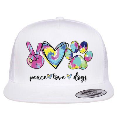 Peace Love Dogs Lover Puppy Paw Dog Flat Bill Trucker Hat