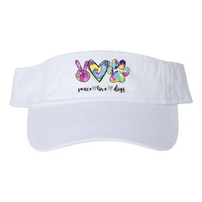 Peace Love Dogs Lover Puppy Paw Dog Valucap Bio-Washed Visor