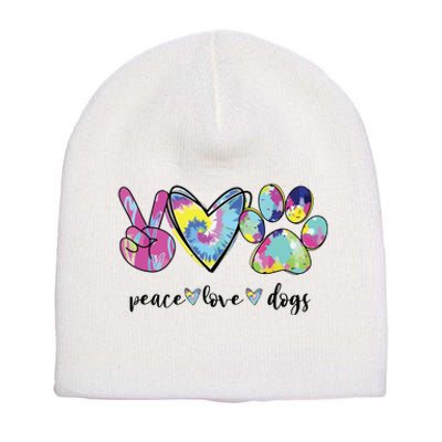 Peace Love Dogs Lover Puppy Paw Dog Short Acrylic Beanie