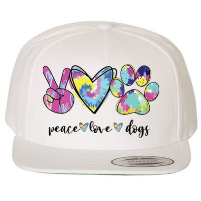 Peace Love Dogs Lover Puppy Paw Dog Wool Snapback Cap