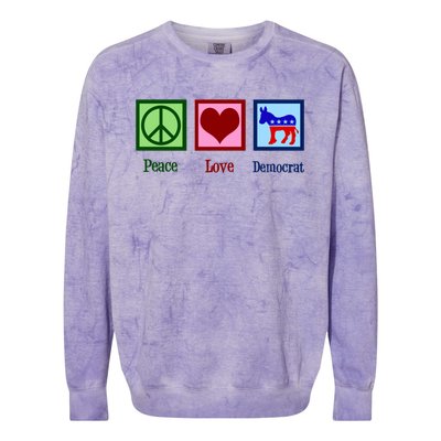 Peace Love Democrat Donkey Cute Democratic Party Gift Colorblast Crewneck Sweatshirt