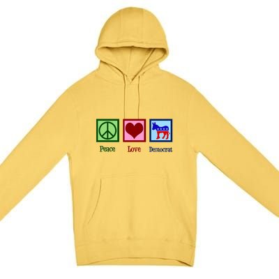 Peace Love Democrat Donkey Cute Democratic Party Gift Premium Pullover Hoodie