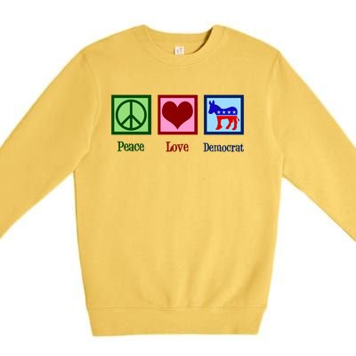 Peace Love Democrat Donkey Cute Democratic Party Gift Premium Crewneck Sweatshirt