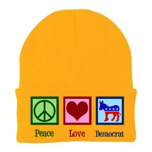 Peace Love Democrat Donkey Cute Democratic Party Gift Knit Cap Winter Beanie